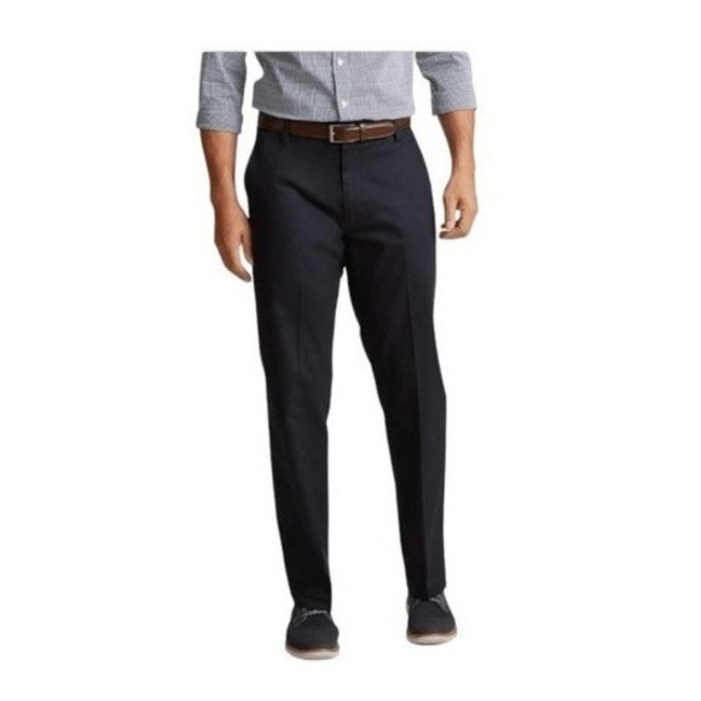 Dockers Classic Fit Signature Khaki Pants Navy Blue Polyester No Wrinkles 36 x 3